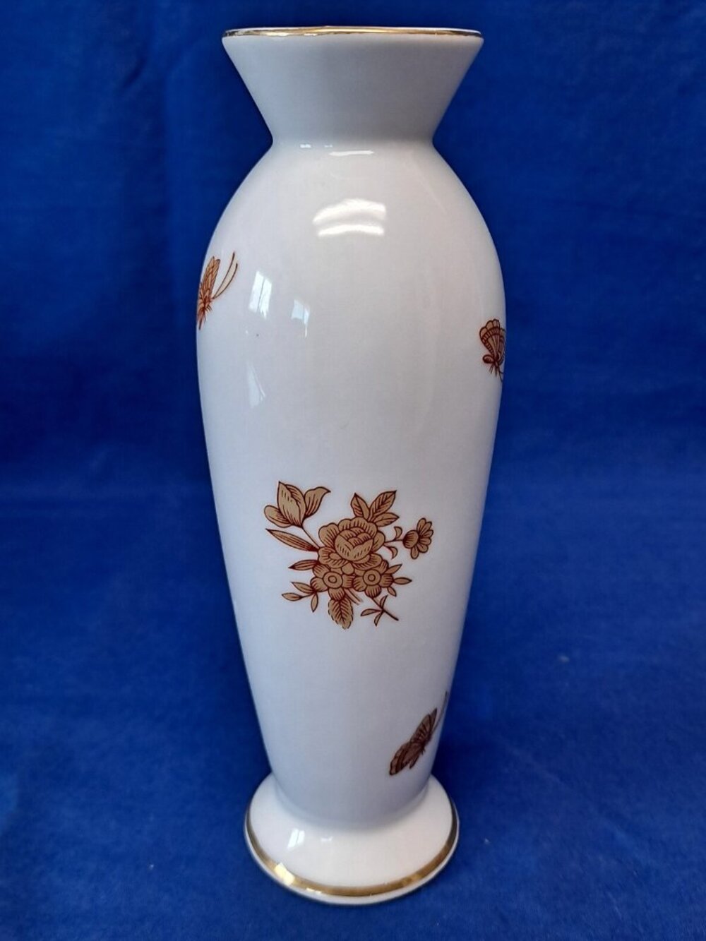 Vintage LEFTON 24K GOLD Butterfly Flower Bud VASE Porcelain Ceramic 6 1/4"